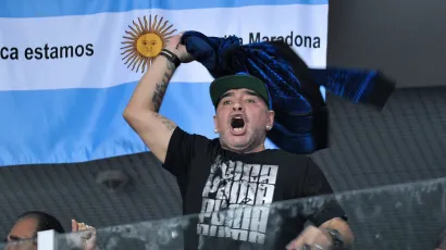 Maradona snimljen u Zagrebu tijekom finala Davis Cupa na meču između Marina Čilića i Federica Delbonisa u Areni/Foto: Damir Krajač/CROPIX