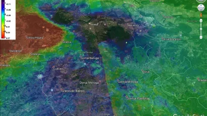 Satelitske snimke geoloških promjena na području udara potresa/Oikon Ltd