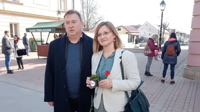 Dražen Medved, kandidat Domovinskog pokreta za gradonačelnika Bjelovara i Dubravka Dragašević, kandidatkinja iste te stranke za županicu BBŽ-a/ Foto: Deni Marčinković