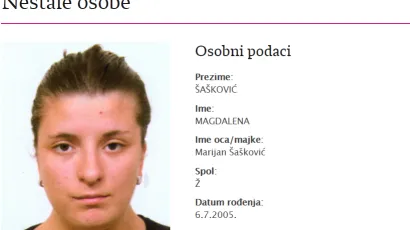 Policija traga za ovom djevojkom/Foto: Nestali.hr
