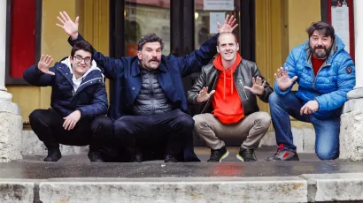 Bjelovarski glumci Ognjen Milovanović, Bojan Navojec, Ivan Ožegović i Goran Navojec/Foto: Marko Todorov/CROPIX