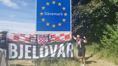Podrška Bjelovarčana u Danskoj/ Foto: Privatni album