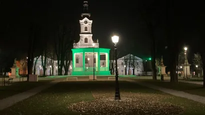 Bjelovarski paviljon svijetlio je zeleno u znak podrške u borbi protiv glaukoma/Foto: Facebook Tjedan oftalmologije Bjelovar