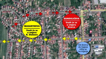 Masarykova će od Gajeve prema Centru Rudolf Steiner biti jednosmjerna, a Gundulićeva postati jednosmjerna prema dvorcu/Foto: Google Maps<br><br>(KLIKNI ZA POVEĆANJE)