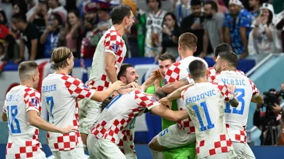 Slavlje igrača Hrvatske nakon pobjede/Foto: Tom Dubravec/CROPIX