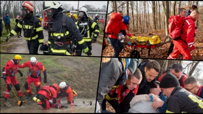 Pokazne vježbe spasilačkih timova iz Crne Gore, BiH i Hrvatske/Foto: Predrag Uskoković i Saša Selihar/Grad Daruvar