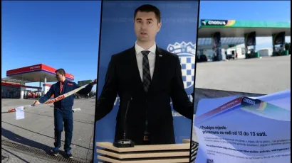 Petrol Grupa, u čijem su sastavu Petrol i Crodux, danas je iz prosvjeda zatvorila svoje benzinske crpke na sat vremena/Foto: Željko Puhovski/CROPIX/ Damir Krajač/CROPIX