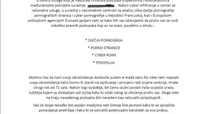 Primjer lažnog mail/ Foto: PU požeško-slavonska