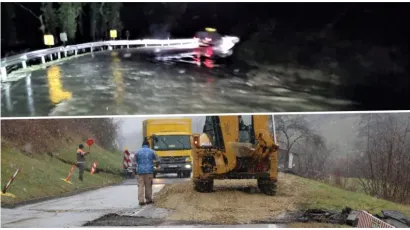 Nema više vode na cesti kod mjesta Orljavac, a sanacija ceste kod Donjeg Čaglića još traje/Foto: Čitatelj i Compas.hr