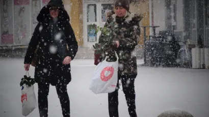 Nema veze što pada snijeg, vrećice su u rukama, a mini-šoping obavljen/Foto: MojPortal.hr