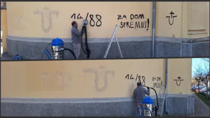 Uklanjanje sramotnih natpisa/Foto: Deni Marčinković