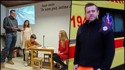 David Pihir kroz propovijedi, a i kao djelatnik daruvarske Hitne pomoći, pomaže ljudima/Foto: Privatni album, Tomislav Kukec