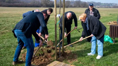 Gradonačelnik Damir Lneniček i njegovi zamjenici Vanda Cegledi i Vladimir Bilek također su se primili posla/ Foto: Predrag Uskoković/Grad Daruvar