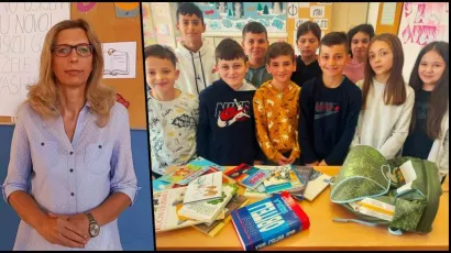 Učenici škole u Velikim Bastajima i njihova učiteljica/Foto: Željka Kollert