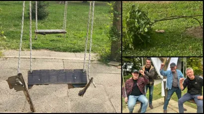 Ljuljačke su 2022. postavljene između Centralne blatne kupke i Glazbenog paviljona baš za Cvjetni sajam, a u kratko vrijeme postala su omiljena igračka za sve posjetitelje parka/Foto: Senka Hašpl Janček, MojPortal.hr