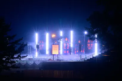 Proba svjetlosnih efekata za koncert Marka Perkovića Thompsona/Foto: Damir Krajač/CROPIX