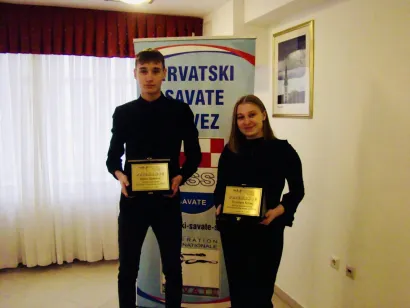 Robert i Tomislava primili su visoko priznanje Hrvatskog savate saveza/Foto: Savate klub Šan 
