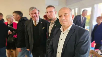 Zamjenik župana Bjelovarsko bilogorske županije iz redova pripadnika srpske nacionalne manjine Saša Lukić u društvu Dalibora Kolara, tajnika Saveza Čeha i veleposlanika Republike Češke u Hrvatskoj, Milana Hovorke/Foto: Nikica Puhalo/Mojportal.hr