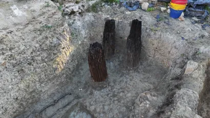 Ostaci drvenih fortifikacija iz prve faze lokaliteta/Foto: Krešimir Vacek