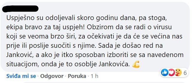 Komentari podrške djelatnicama daruvarskog Doma za stare i nemoćne Ljudevite pl. Janković/Foto: Facebook
