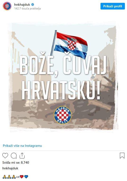 Podrška iz HNK Hajduk/Foto: Instagram