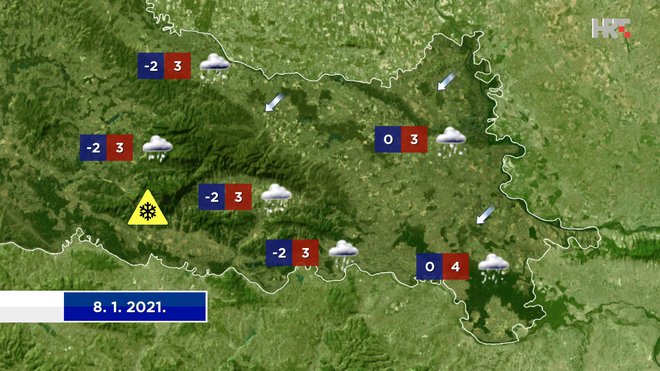 Snijeg će padati po cijeloj očekuje u cijeloj Slavoniji/Foto: Screenshot HTV