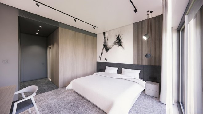 Krevet u sobi budućeg hotela DarTherapy
