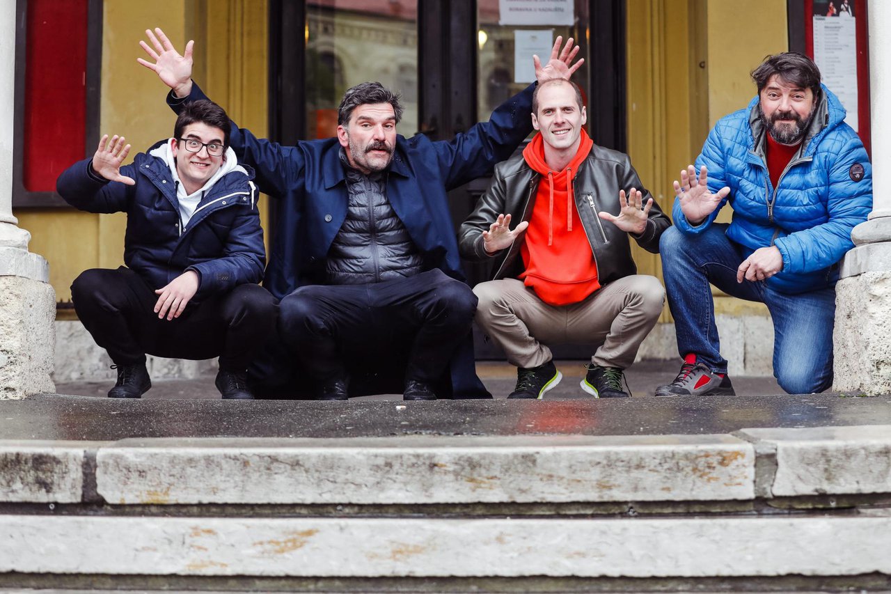 Fotografija: Bjelovarski glumci Ognjen Milovanović, Bojan Navojec, Ivan Ožegović i Goran Navojec/Foto: Marko Todorov/CROPIX