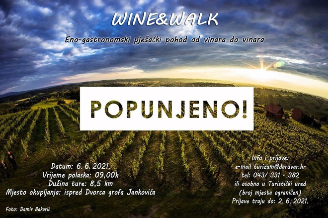 Plakat za popularni Wine&Walk/Foto: TZ Daruvar-Papuk