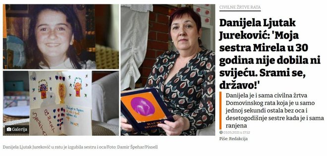 <p>Danijela Ljutak Jureković nedavno je prozvala državu jer njezina sestra, jedino dijete koje je poginulo u BBŽ-u, nije od države dobila ni jednu svijeću/Foto: Screenshot</p>
