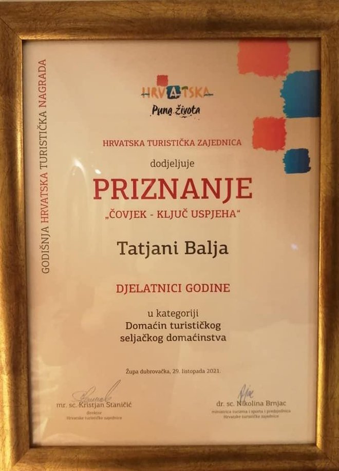 Tatjana je dobitnica nagrade Domaćin turističkog seljačkog domaćinstva/ Foto: TZ S. Moslavina
