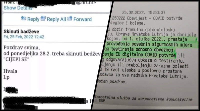 Fotografija: Obavijesti koje su dobili djelatnici HRT-a i Hrvatske lutrije sugeriraju da slijedi ukidanje mjera/Foto: Facebook

