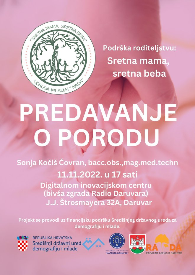Predavanje će održati Sonja Kočiš Čovran, a iz Udruge NADA očekuju dobar odaziv budućih majki/Foto: Udruga Nada

