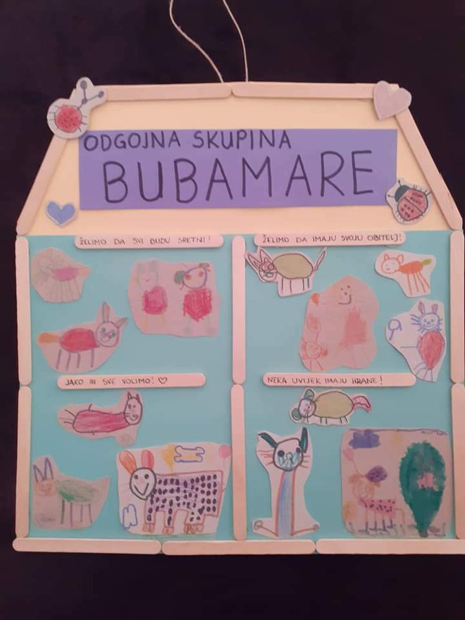 Zajednički rad koji su mališani iz vrtićke skupine Bubamara napravili za virovitičko sklonište/Foto: Privatni album
