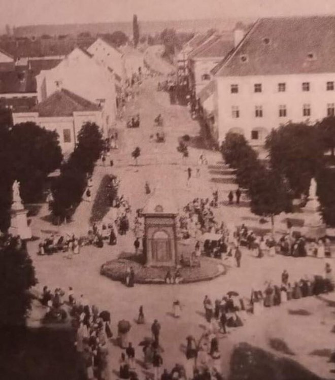 Snimka nekadašnjeg središnjeg bjelovarskog trga iz 1886. godine/Foto: Arhiva HAZU