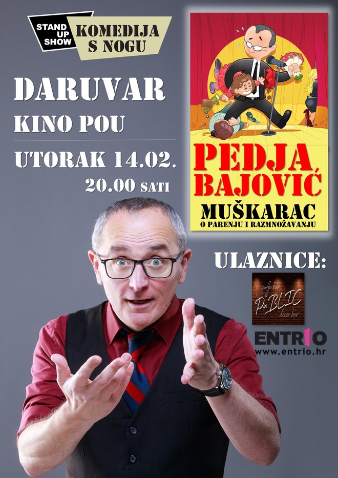 Plakat za nastup Peđe Bajovića u Daruvaru