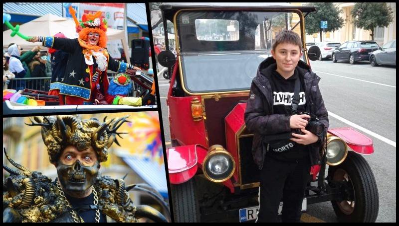 Fotografija: Teo Petr na ovogodišnjem karnevalu u Rijeci. Njegova fotografija (dolje lijevo) izabrana je na Facebooku za fotografiju dana