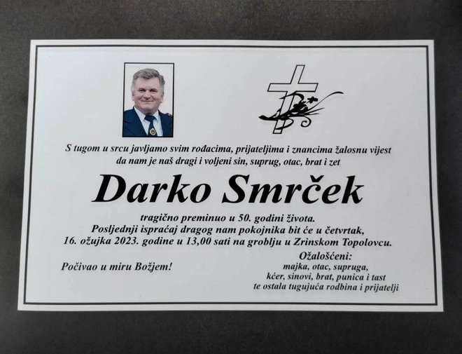 Pogreb Darka Smrčeka bit će sutra, 16. ožujka u Zrinskom Topolovcu/Foto: Općina Zrinski Topolovac