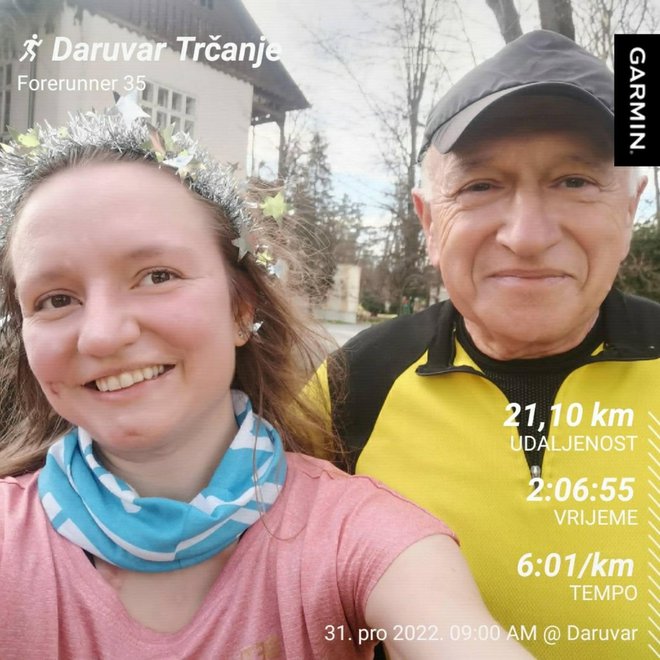 Ivica i Elizabeta Kiršek trčali su polumaraton do Končanice i nazad do Daruvara/ Foto: Privatni album