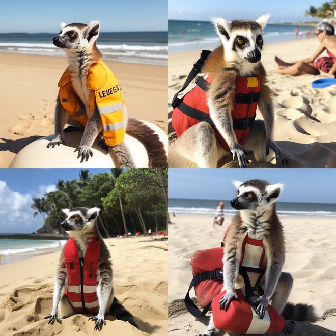 Lemur kao spasilac na plaži