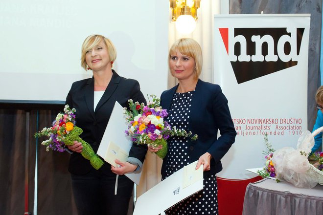 Marijana Kranjec i Danijela Draštata na dodjeli nagrada HND-a 2017. godine/ Foto: Tomislav Kristo/CROPIX