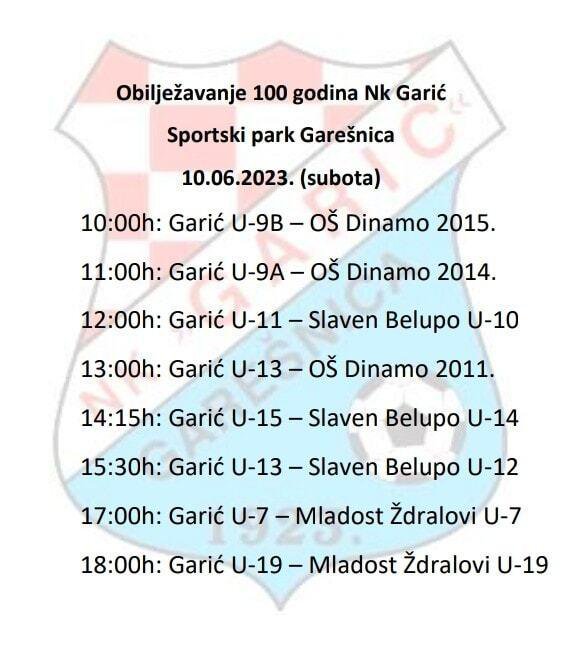 Raspored utakmica/ Foto: NK Garić
