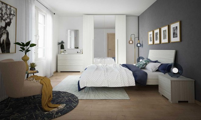 Spavaću sobu Karla krasi elegantan minimalistički dizajn u drvnom dekoru/Foto: Prima