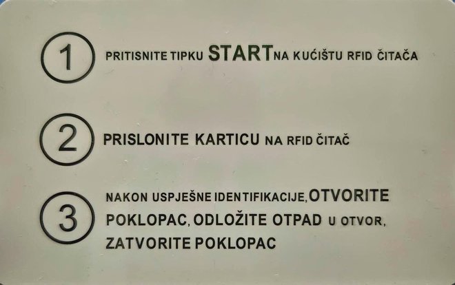 Na poleđini RFID kartice za odlaganje otpada nalaze se upute za korištenje/Foto: Nikica Puhalo/MojPortal.hr