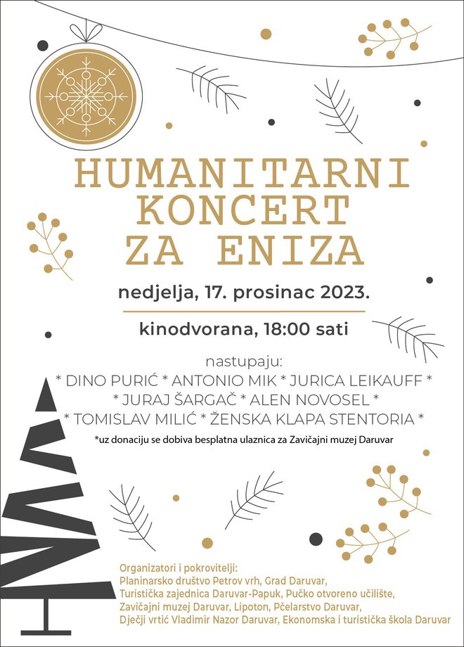 Plakat za humanitarni kocert za Eniza Jašarevića