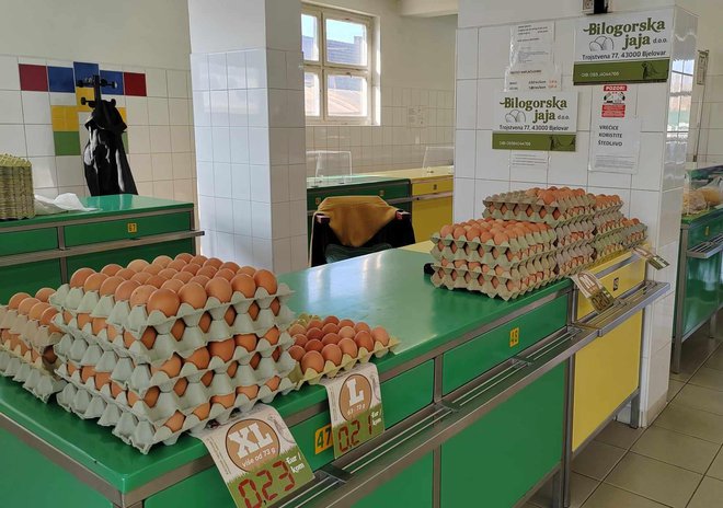 Prodajno mjesto Bilogorskih jaja na bjelovarkoj tržnici/Foto: Martina Čapo
