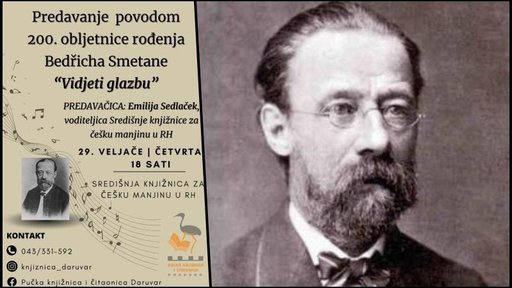 U daruvarskoj knjižnici u četvrtak predavanje o Bedřichu Smetani, ponajboljem svjetskom glazbeniku