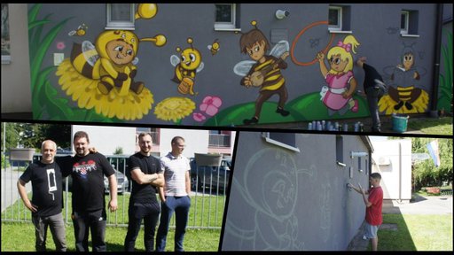 Djeca branitelja i grafiteri iz Legrada oslikali zid Dječjeg vrtića Maslačak u Pakracu